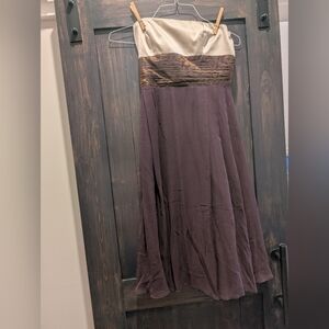 Laundry By Shelli Segal Strapless Cream and Brown Dress